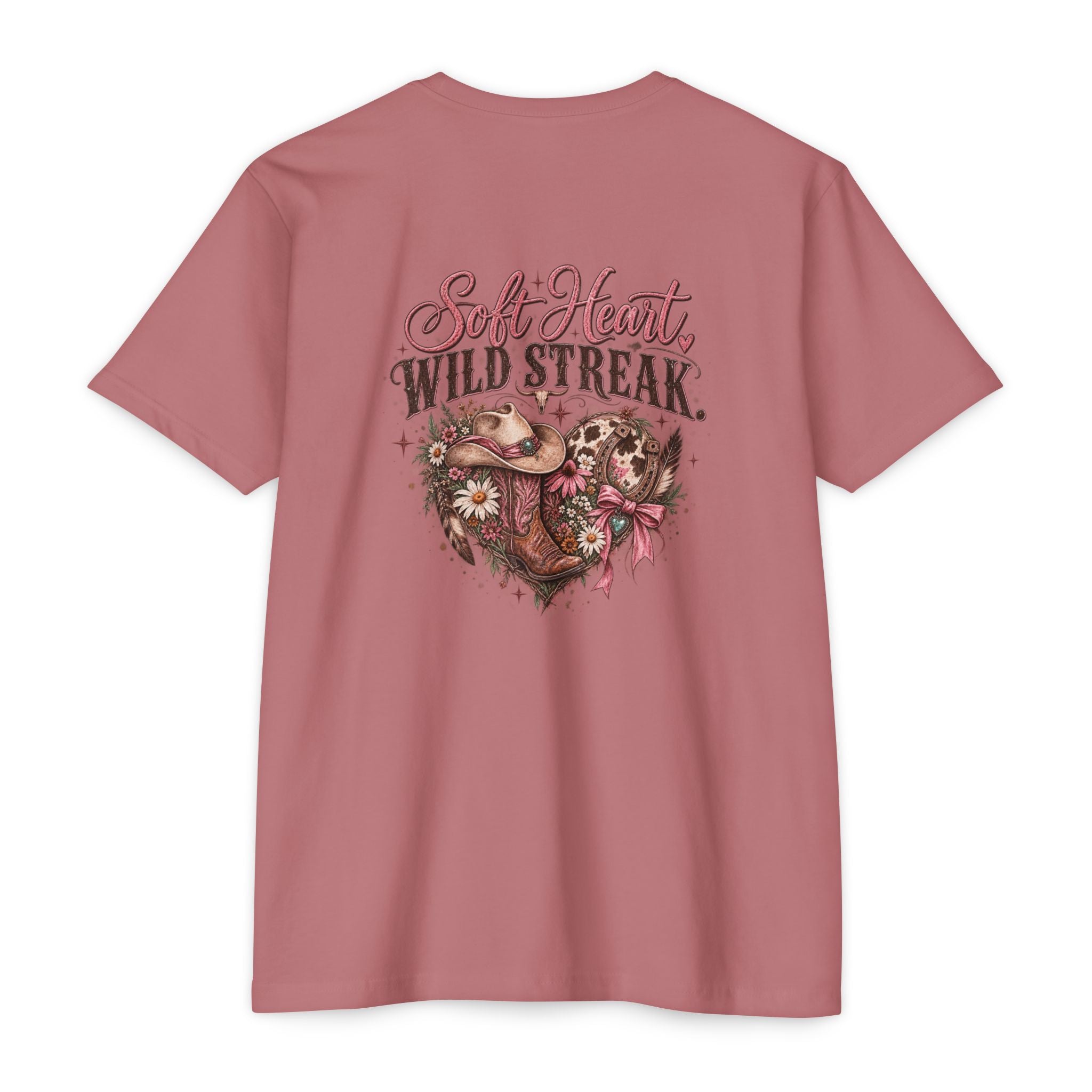 Soft Heart Wild Streak Western Graphic Tee | Cowgirl Bow & Turquoise Heart Shirt
