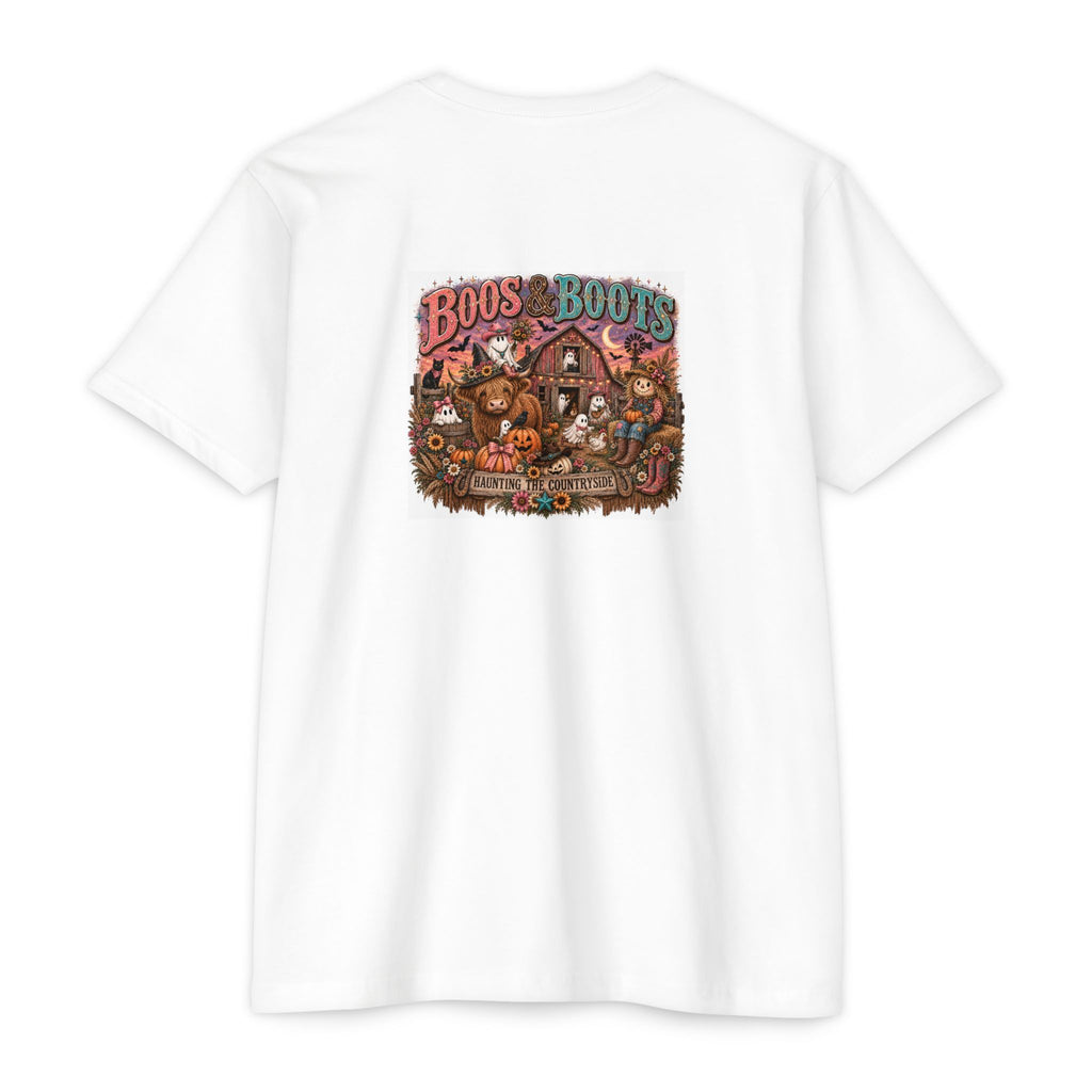 Boos & Boots Western Halloween Graphic Tee | Cute Cowgirl Bat & Ghost Shirt