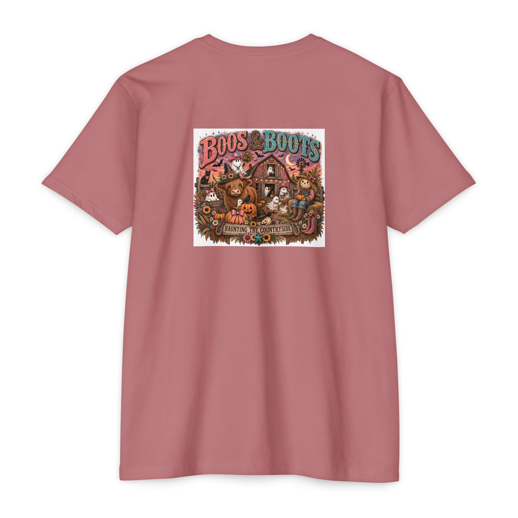Boos & Boots Western Halloween Graphic Tee | Cute Cowgirl Bat & Ghost Shirt