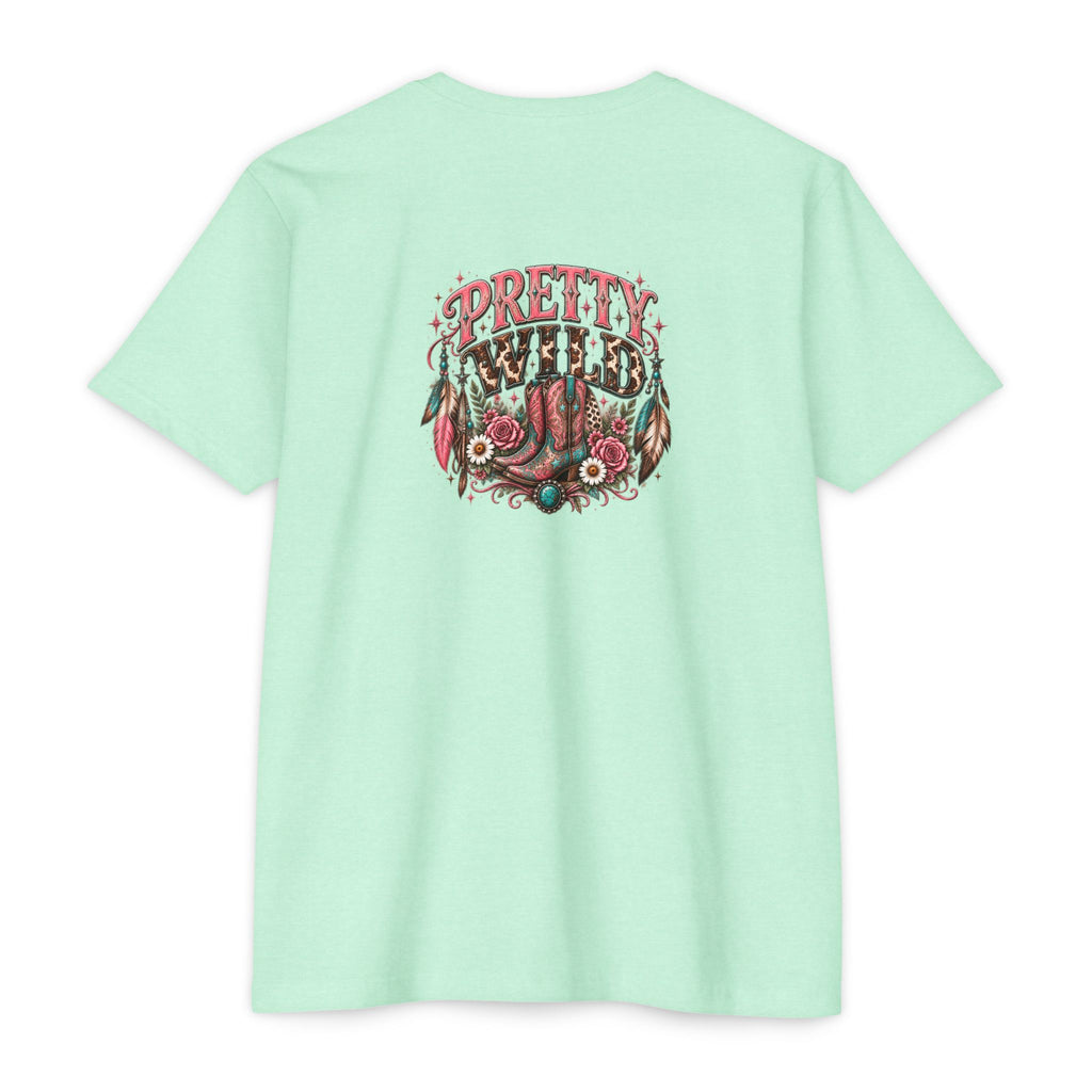 Pretty Wild Western Graphic Tee | Pink Cowgirl Boots & Turquoise Shirt