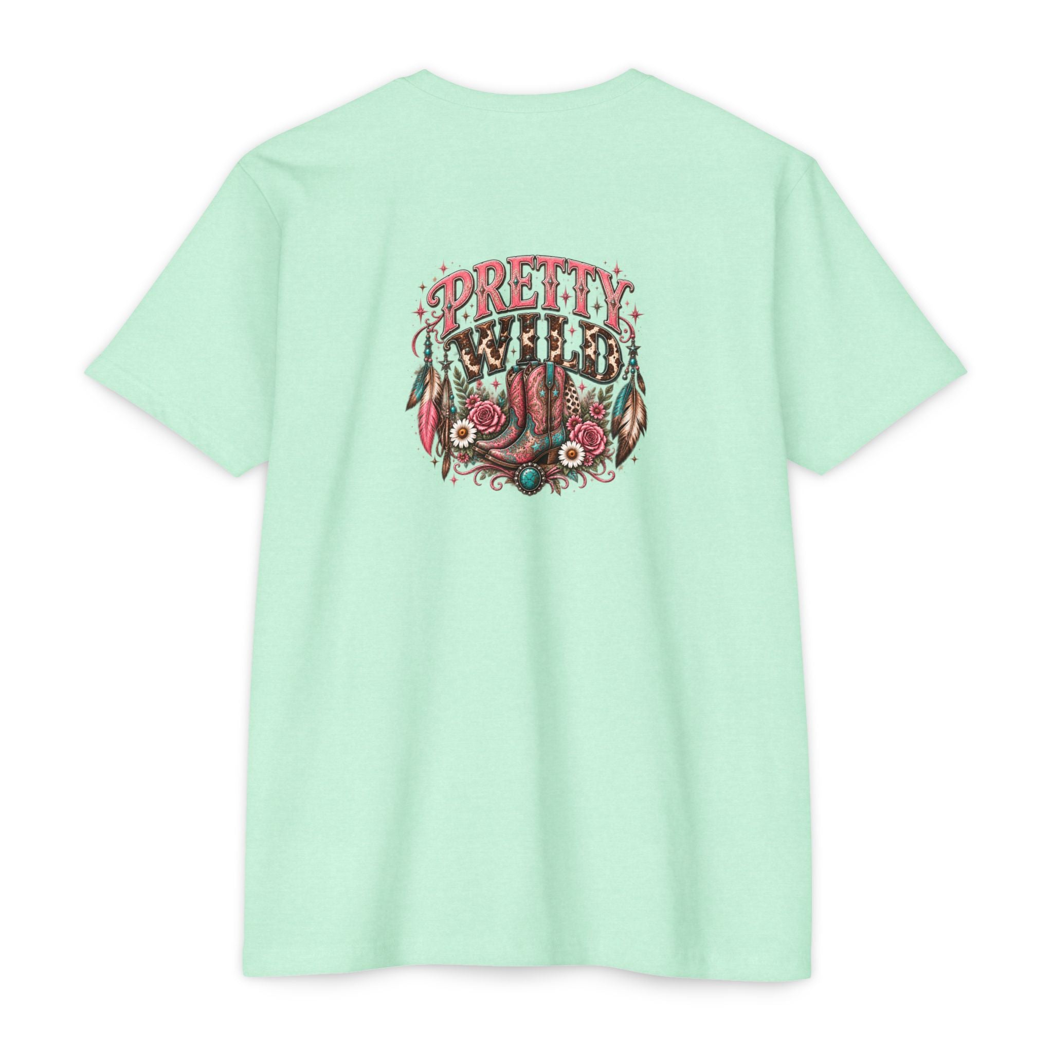 Pretty Wild Western Graphic Tee | Pink Cowgirl Boots & Turquoise Shirt