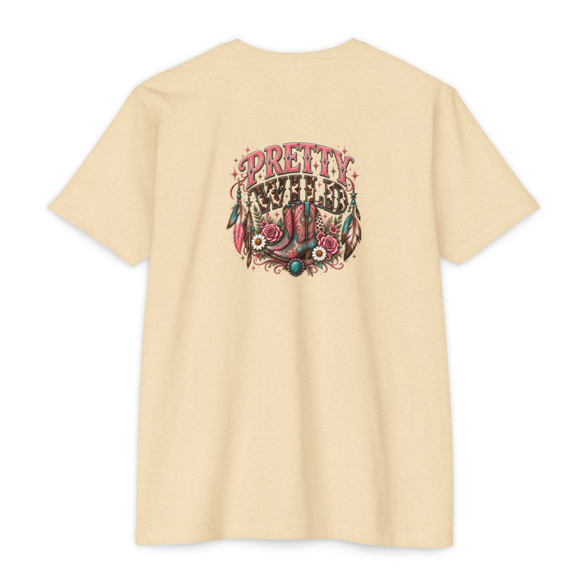 Pretty Wild Western Graphic Tee | Pink Cowgirl Boots & Turquoise Shirt
