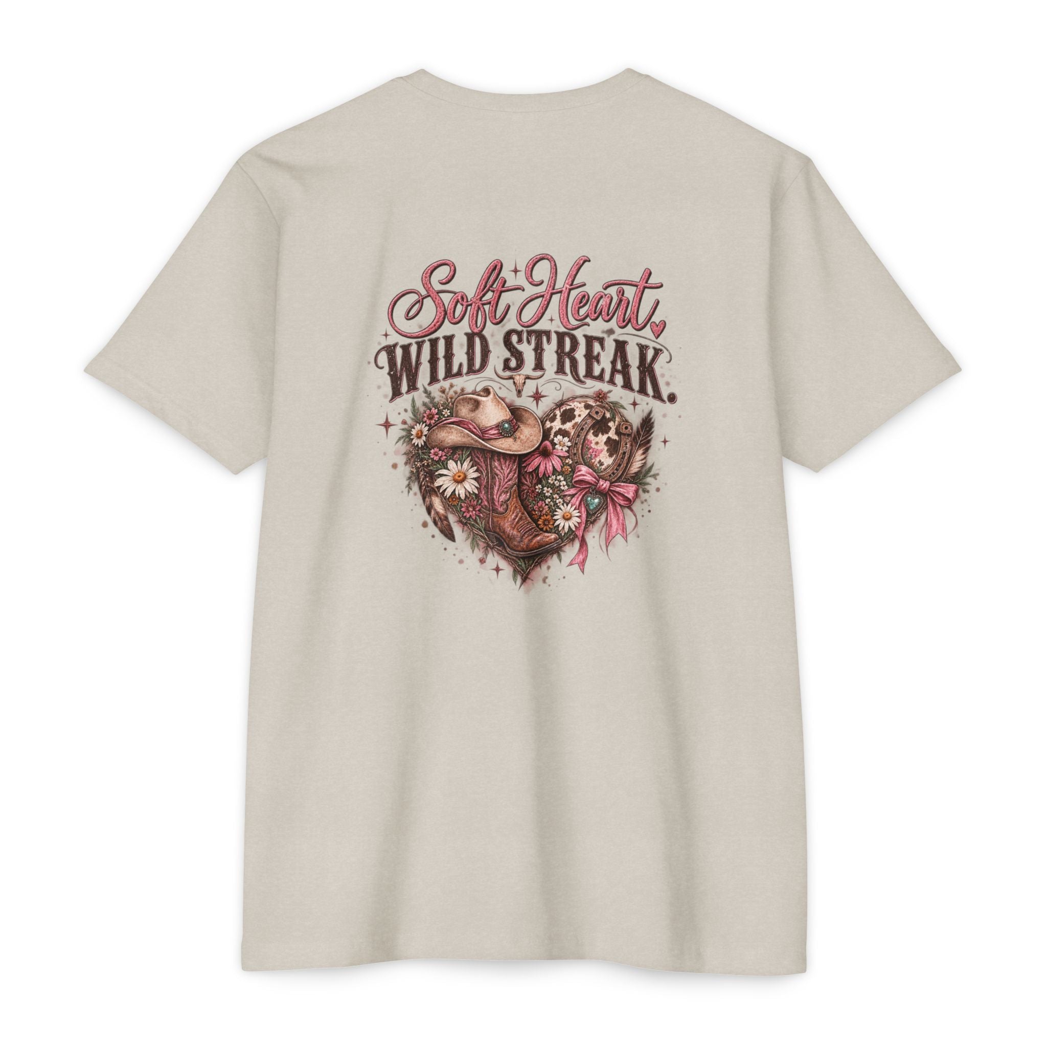 Soft Heart Wild Streak Western Graphic Tee | Cowgirl Bow & Turquoise Heart Shirt
