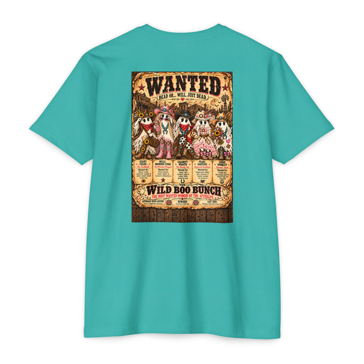 Wild Boo Bunch Wanted Poster T-Shirt | Western Halloween Ghost Tee
