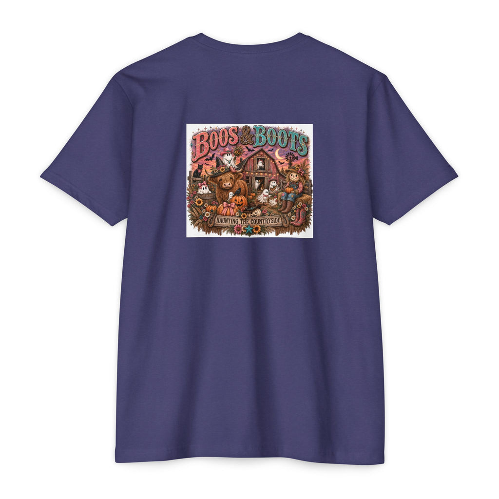 Boos & Boots Western Halloween Graphic Tee | Cute Cowgirl Bat & Ghost Shirt