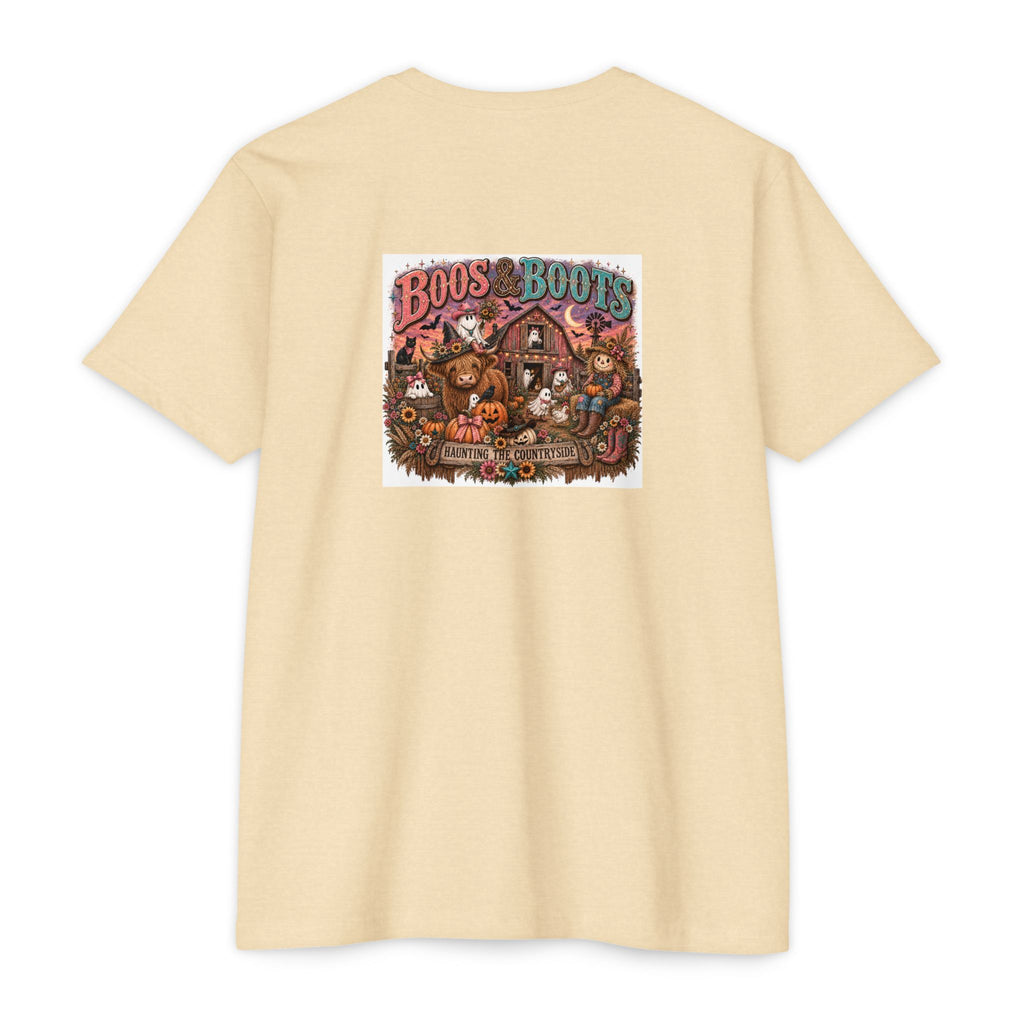 Boos & Boots Western Halloween Graphic Tee | Cute Cowgirl Bat & Ghost Shirt