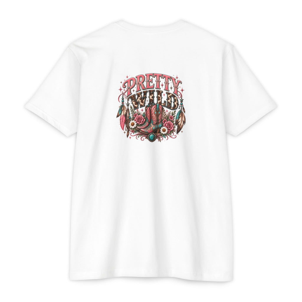Pretty Wild Western Graphic Tee | Pink Cowgirl Boots & Turquoise Shirt