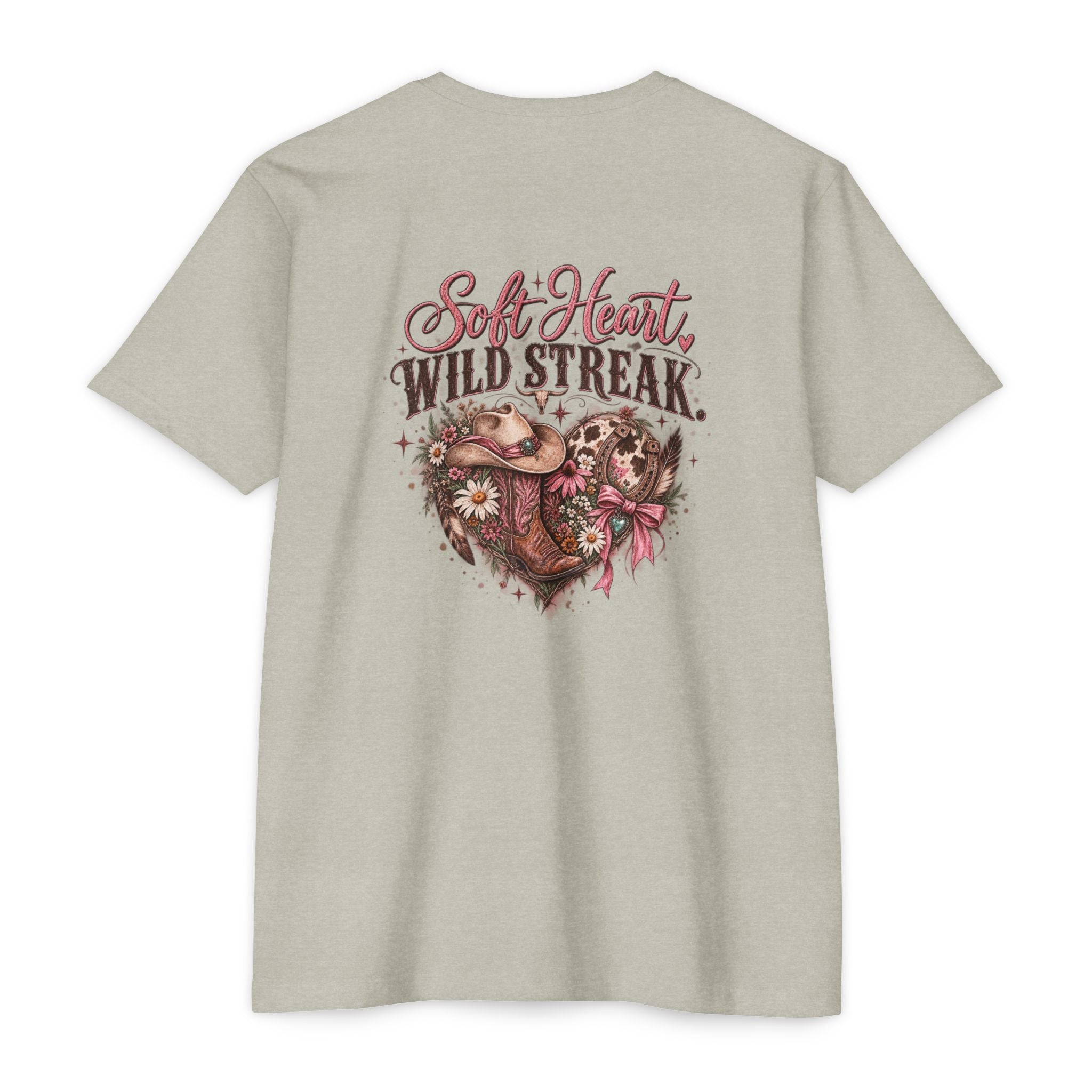Soft Heart Wild Streak Western Graphic Tee | Cowgirl Bow & Turquoise Heart Shirt