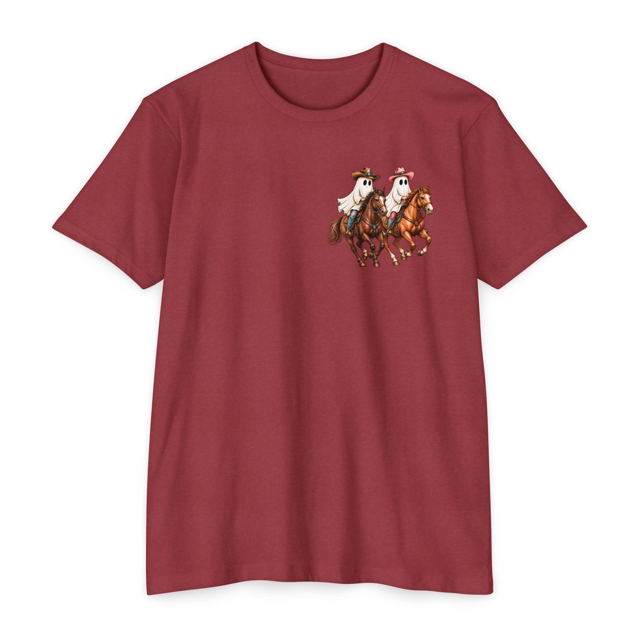 Riding Into Spooky Season Western Halloween Ghost Cowgirl Graphic Tee