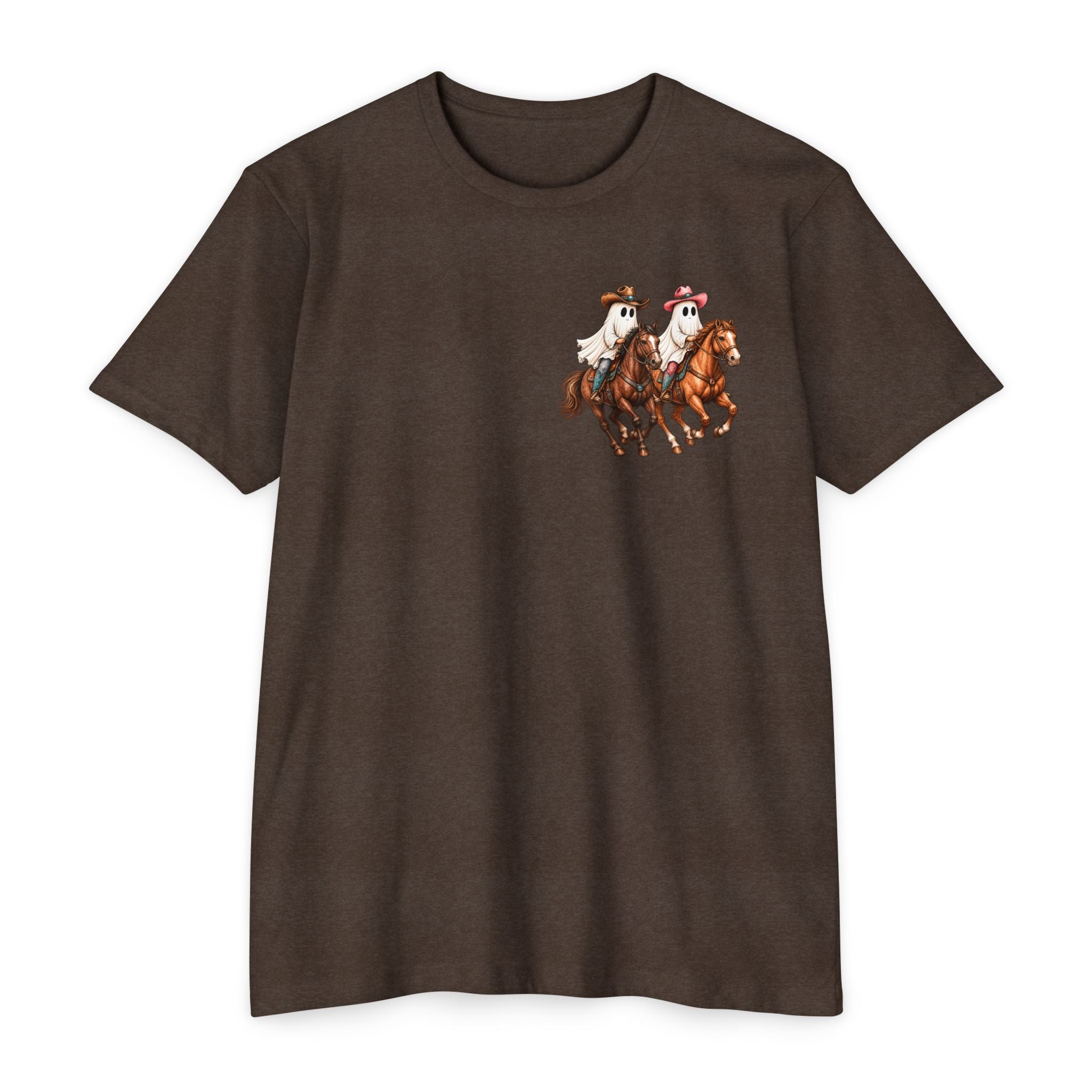 Riding Into Spooky Season Western Halloween Ghost Cowgirl Graphic Tee