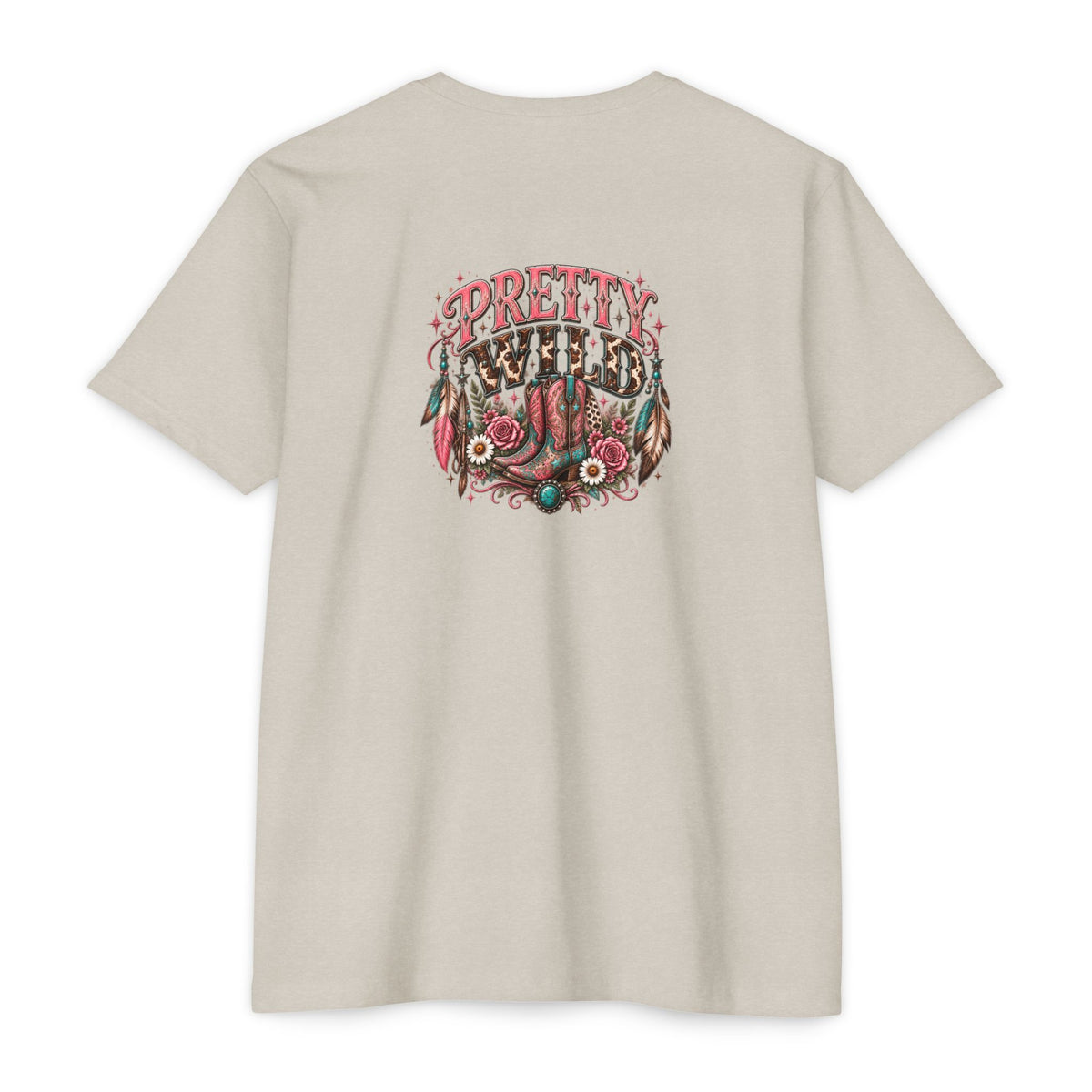 Pretty Wild Western Graphic Tee | Pink Cowgirl Boots & Turquoise Shirt