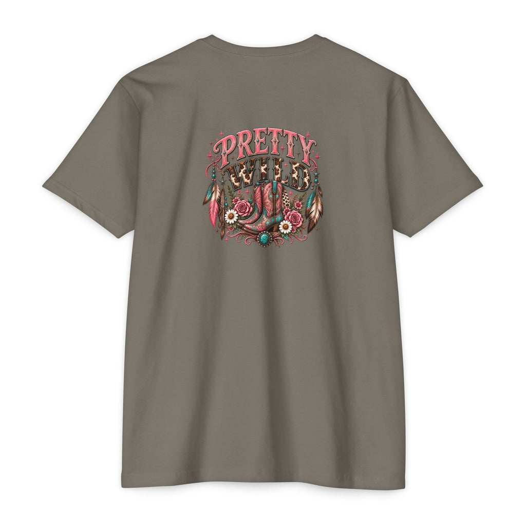 Pretty Wild Western Graphic Tee | Pink Cowgirl Boots & Turquoise Shirt
