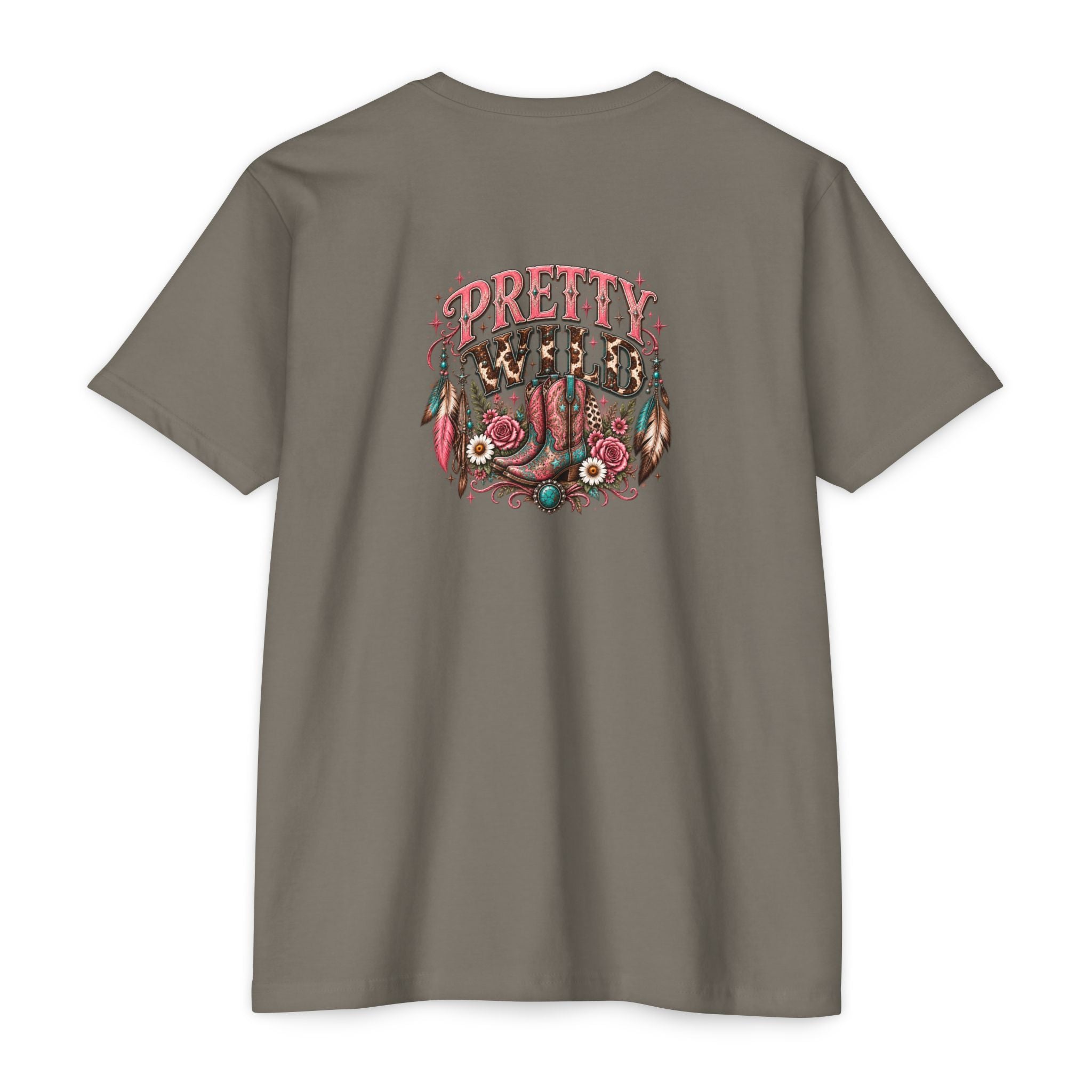 Pretty Wild Western Graphic Tee | Pink Cowgirl Boots & Turquoise Shirt