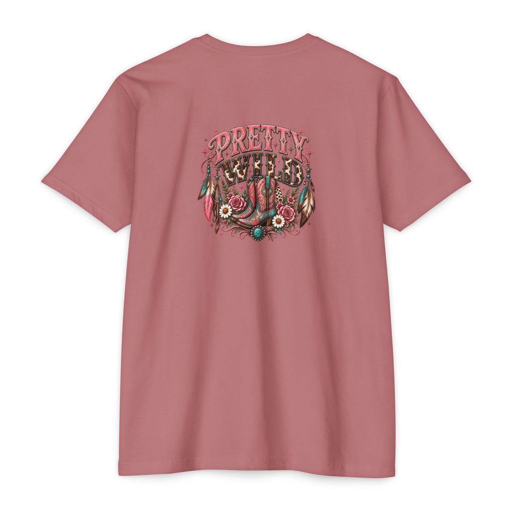 Pretty Wild Western Graphic Tee | Pink Cowgirl Boots & Turquoise Shirt