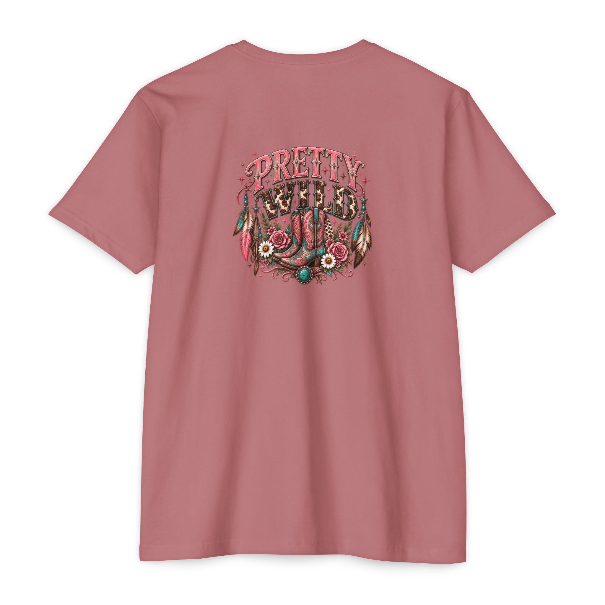 Pretty Wild Western Graphic Tee | Pink Cowgirl Boots & Turquoise Shirt