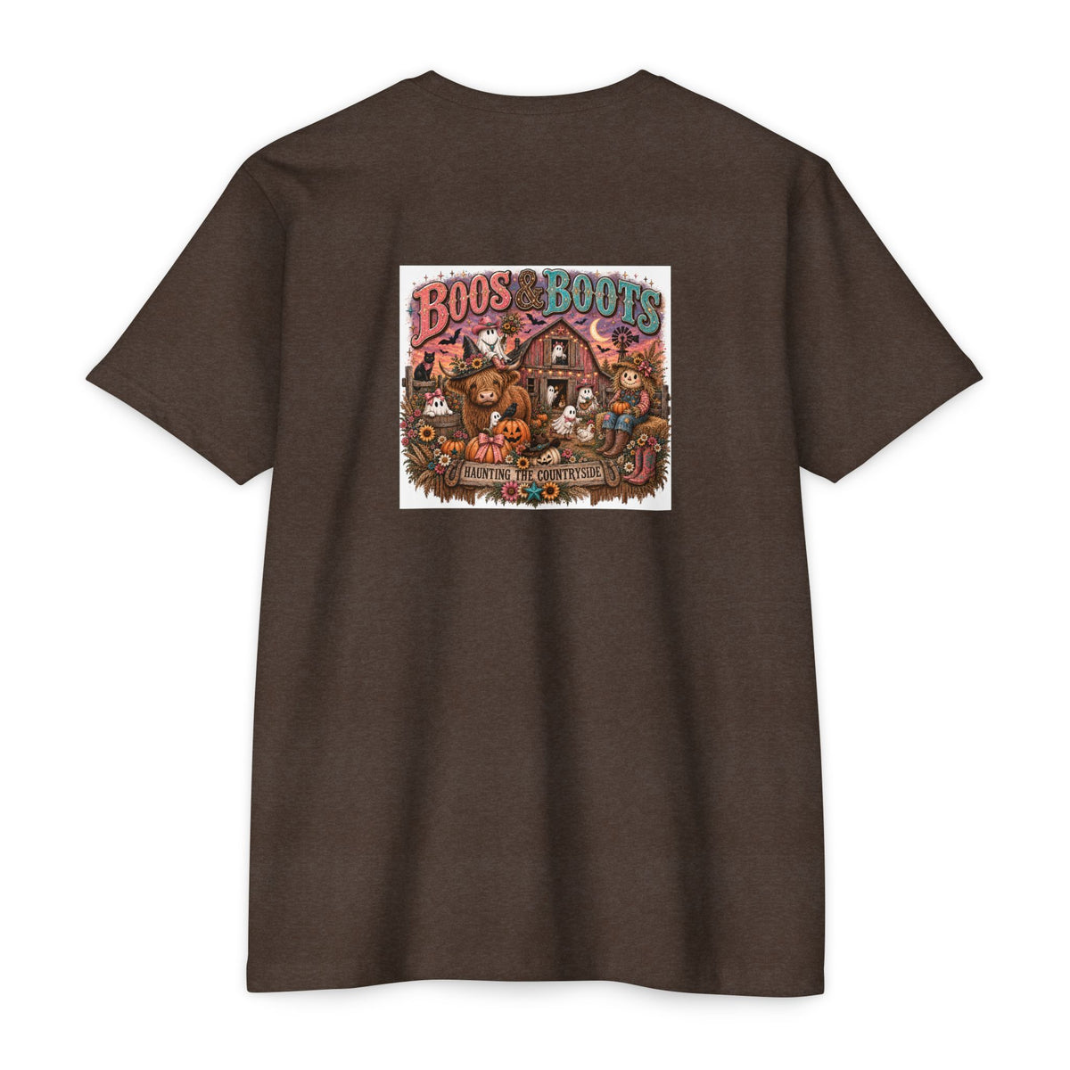 Boos & Boots Western Halloween Graphic Tee | Cute Cowgirl Bat & Ghost Shirt