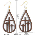 Beautiful Cross at Calvary Wood Earrings