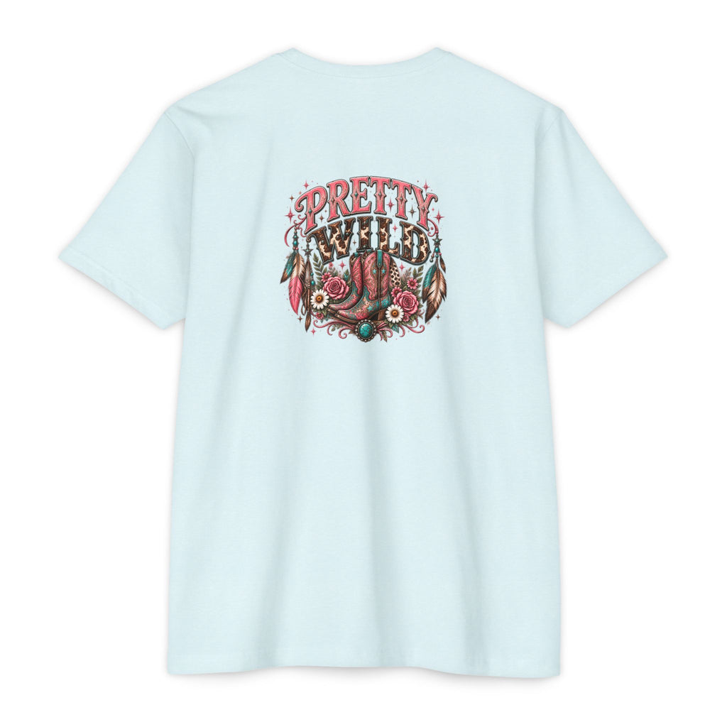 Pretty Wild Western Graphic Tee | Pink Cowgirl Boots & Turquoise Shirt