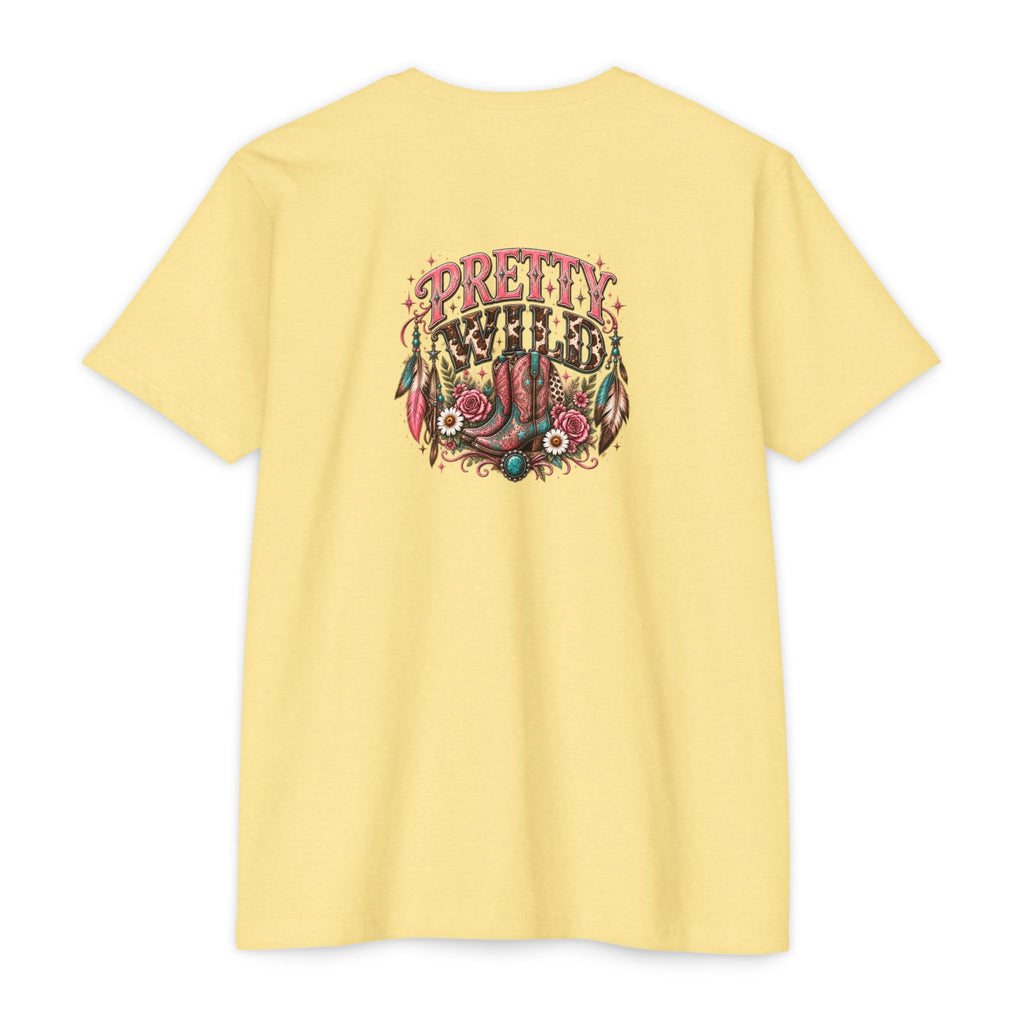 Pretty Wild Western Graphic Tee | Pink Cowgirl Boots & Turquoise Shirt