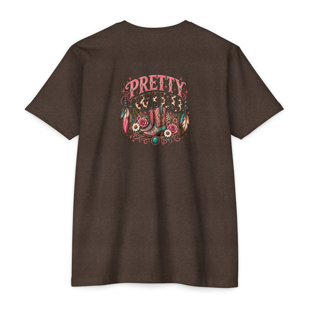 Pretty Wild Western Graphic Tee | Pink Cowgirl Boots & Turquoise Shirt