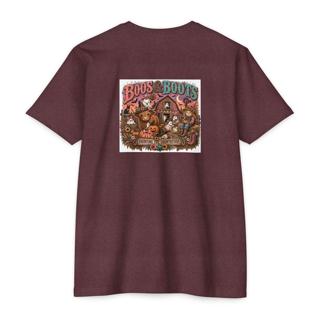 Boos & Boots Western Halloween Graphic Tee | Cute Cowgirl Bat & Ghost Shirt