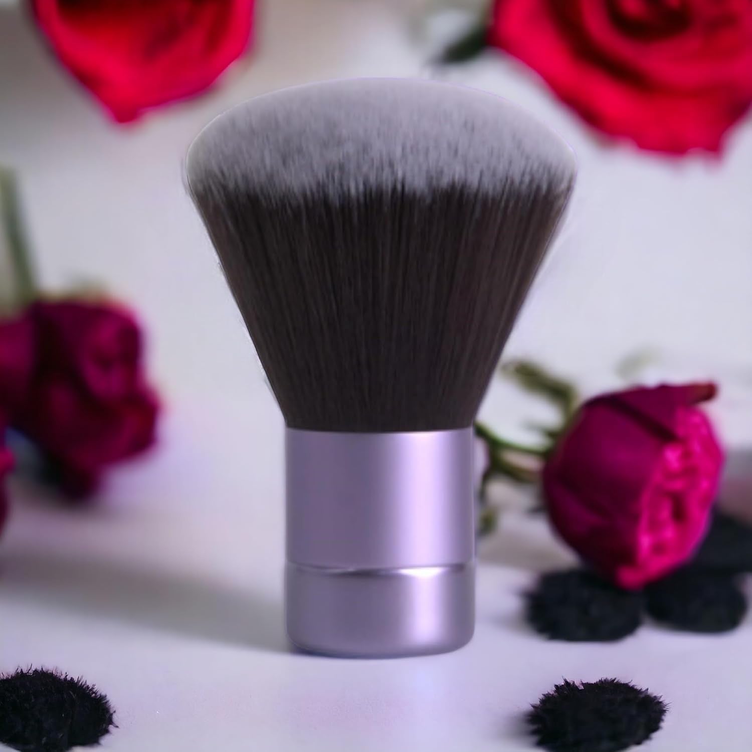 Luxurious and Very Large Soft Fluffy Powder Brush, Use as a Spray Tan Finishing Tool, Multipurpose Face and Body Barber and Beauty Tool, Large Kabuki Brush by BevyGold (Violet) (#9)