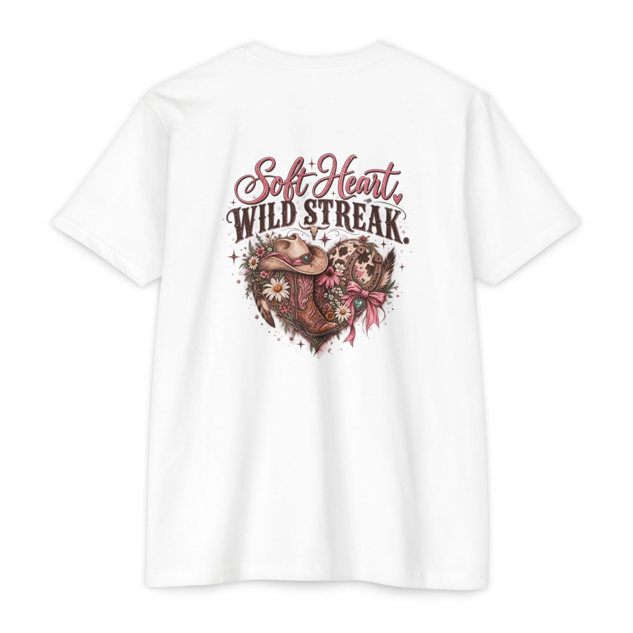Soft Heart Wild Streak Western Graphic Tee | Cowgirl Bow & Turquoise Heart Shirt