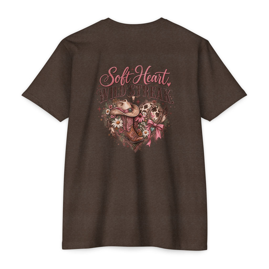 Soft Heart Wild Streak Western Graphic Tee | Cowgirl Bow & Turquoise Heart Shirt