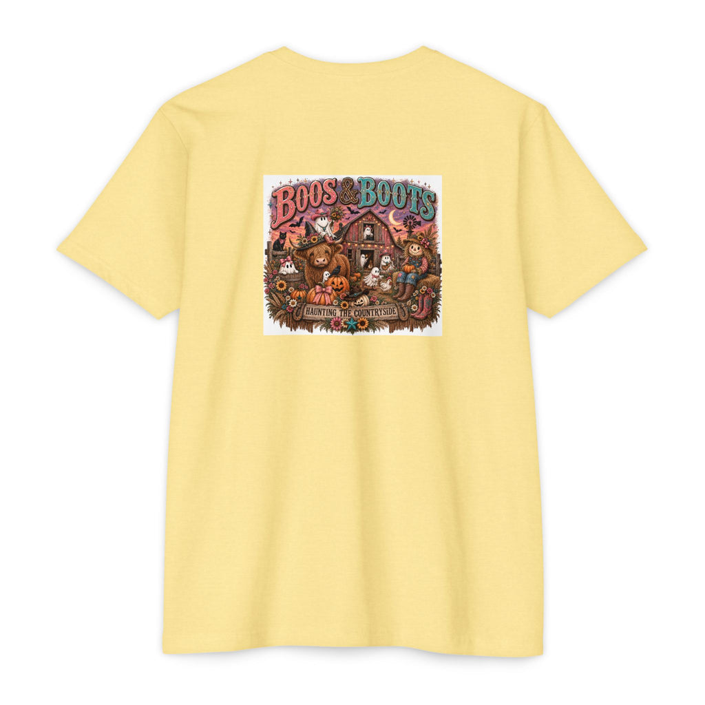Boos & Boots Western Halloween Graphic Tee | Cute Cowgirl Bat & Ghost Shirt