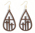 Beautiful Cross at Calvary Wood Earrings