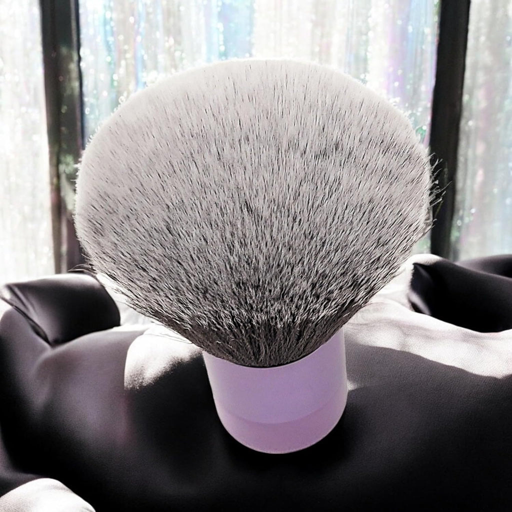 Luxurious and Very Large Soft Fluffy Powder Brush, Use as a Spray Tan Finishing Tool, Multipurpose Face and Body Barber and Beauty Tool, Large Kabuki Brush by BevyGold (Violet) (#9)