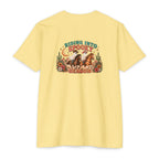 Riding Into Spooky Season Western Halloween Ghost Cowgirl Graphic Tee