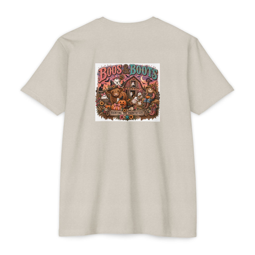 Boos & Boots Western Halloween Graphic Tee | Cute Cowgirl Bat & Ghost Shirt