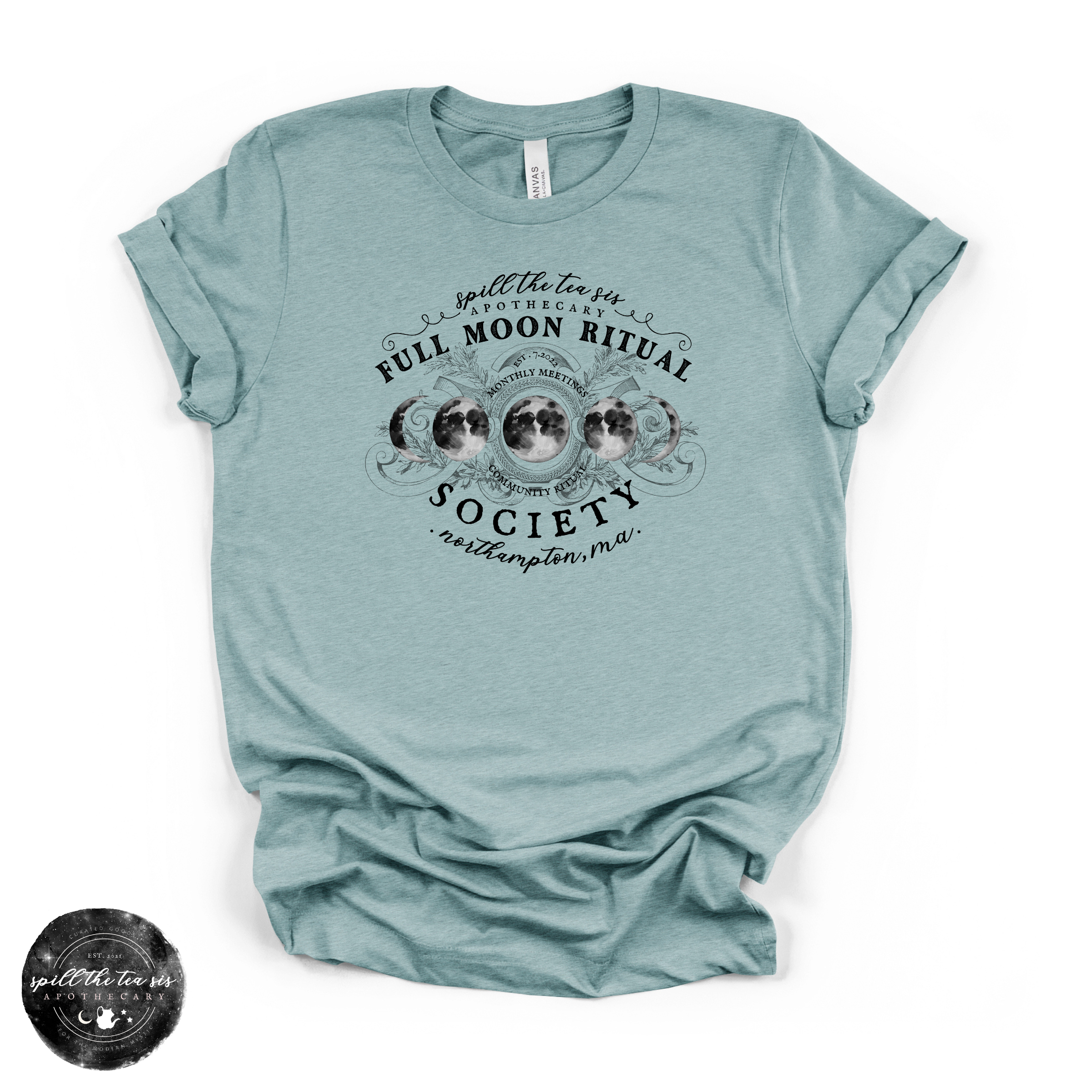 Black Full Moon Ritual Tee | Celestial Graphic T-Shirt