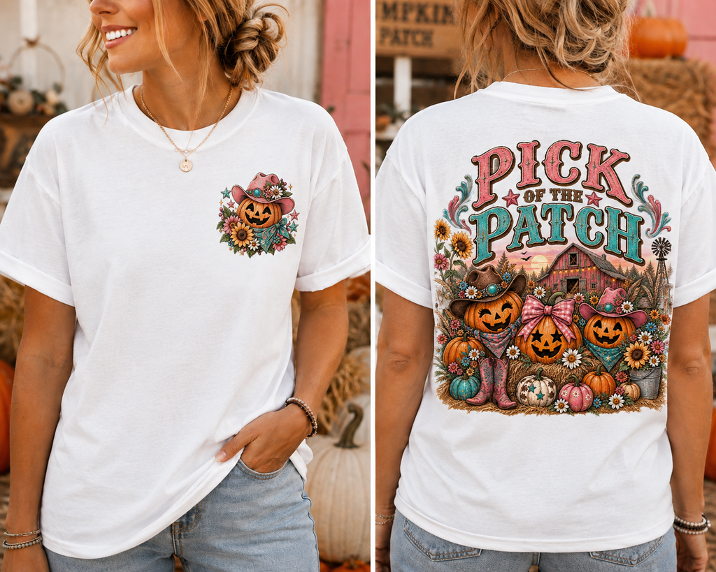 Pick of the Patch Western Halloween Graphic Tee | Cute Cowgirl Pumpkin Shirt