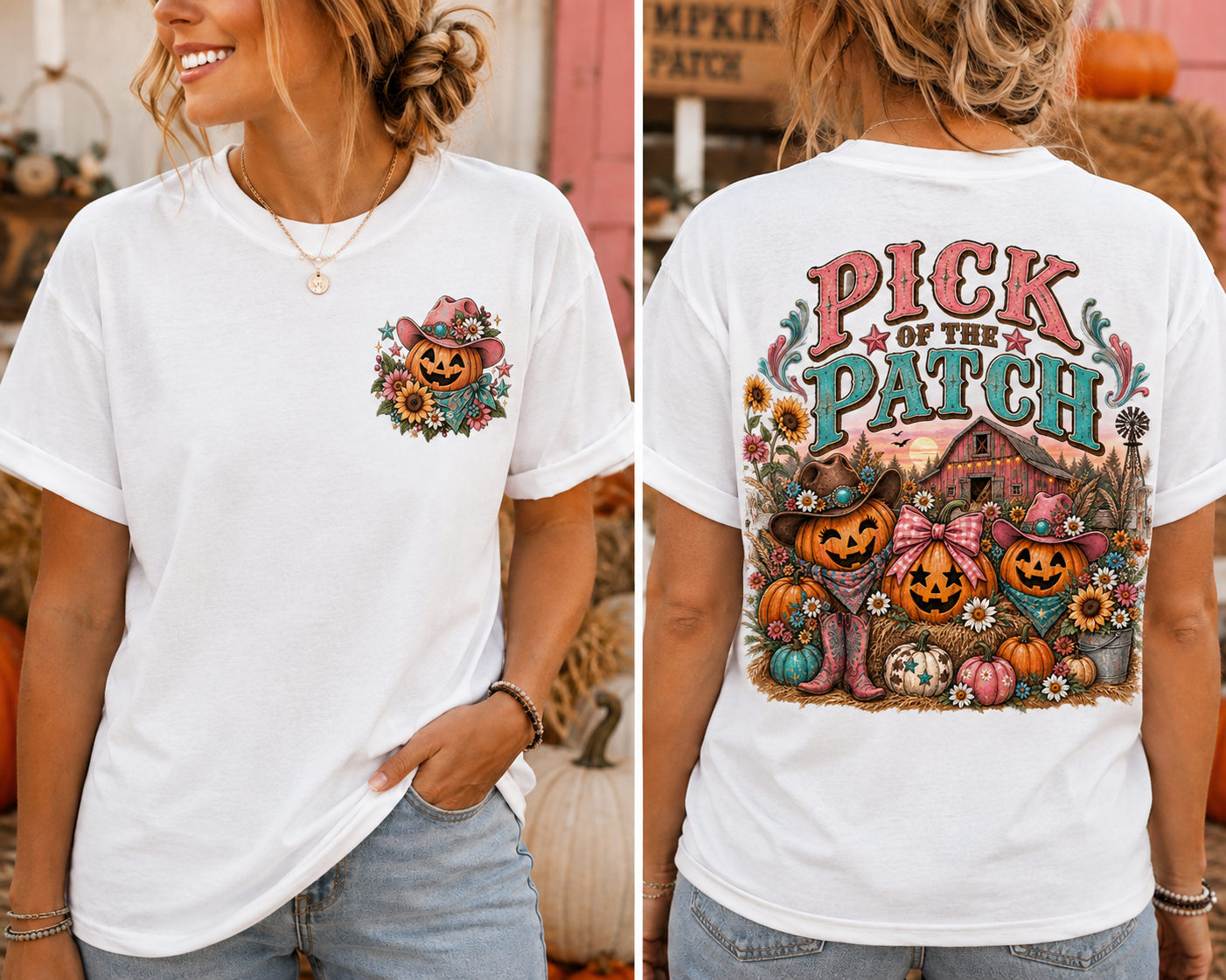 Pick of the Patch Western Halloween Graphic Tee | Cute Cowgirl Pumpkin Shirt