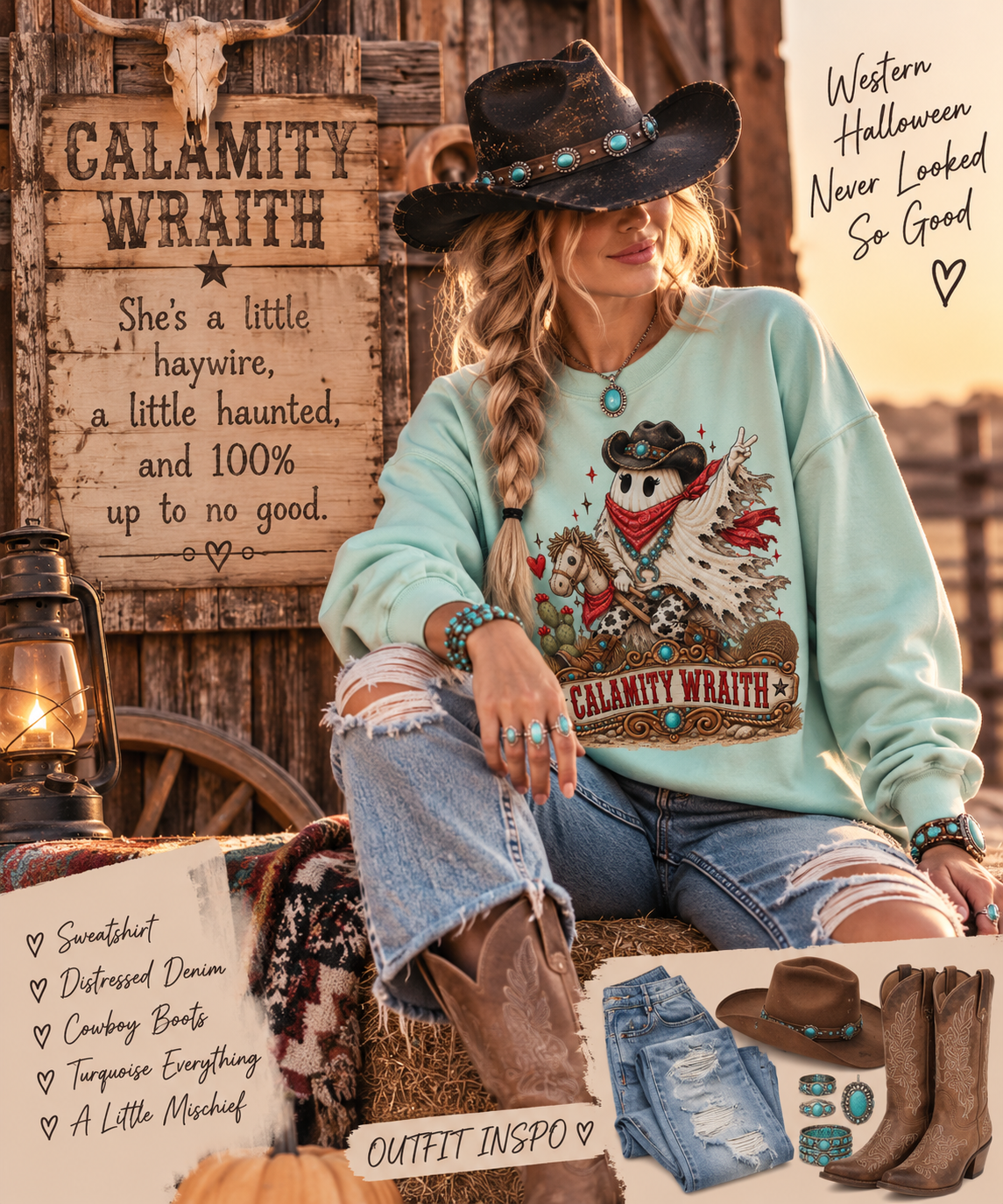 Calamity Wraith Western Ghost Sweatshirt | Wild Boo Bunch Halloween Cowgirl