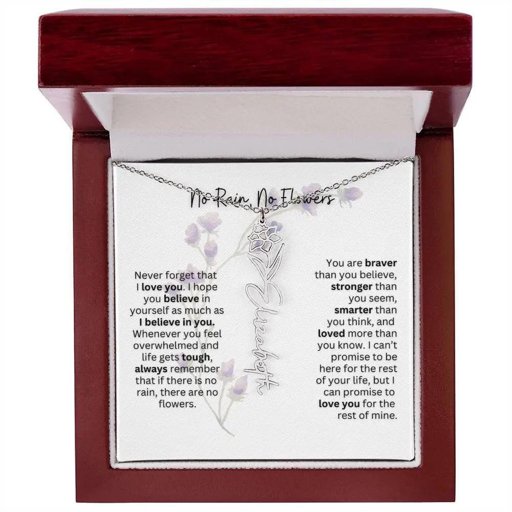 Birth Flower Necklace | Heartfelt Gift for Bonus Daughter from Stepmom or Stepdad