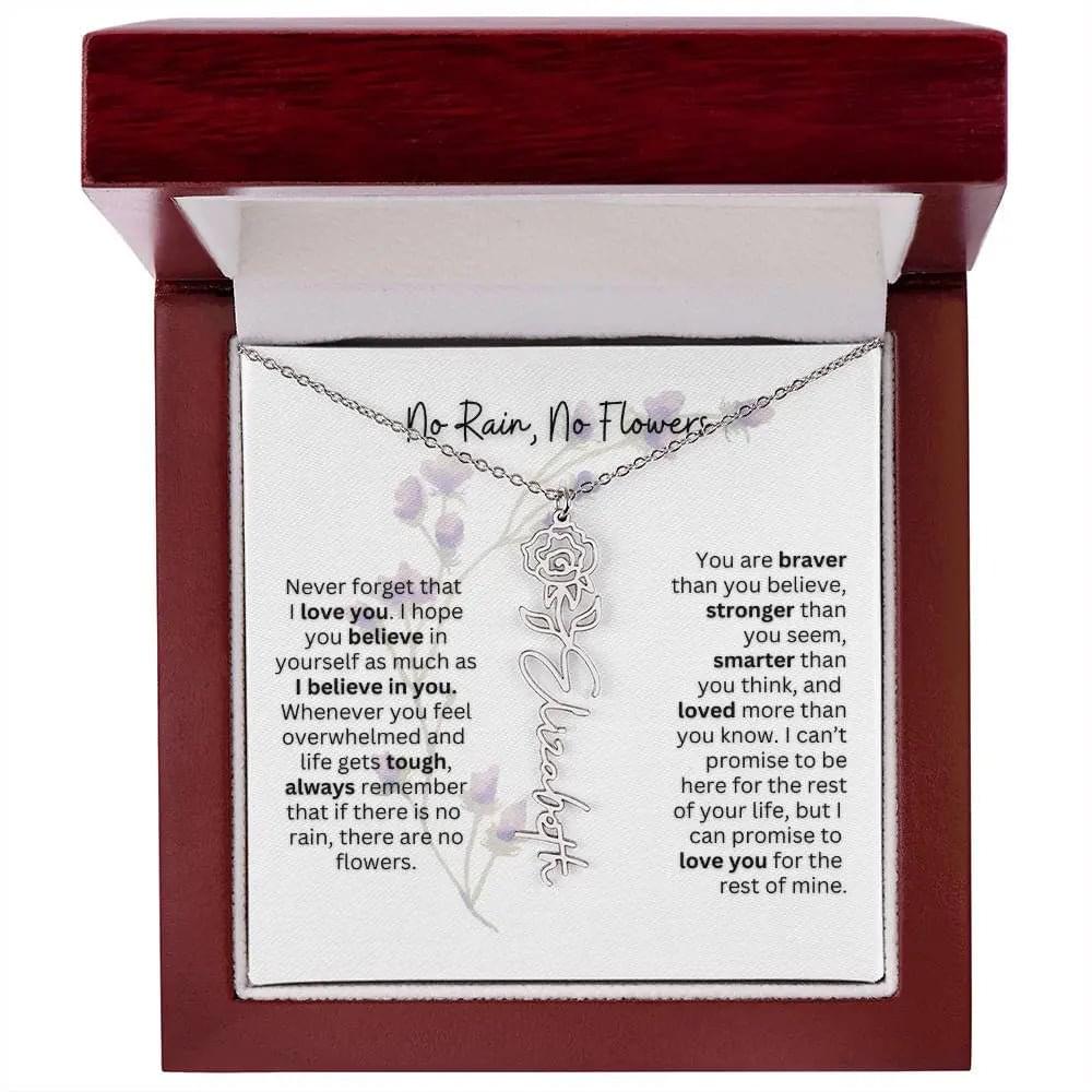 Birth Flower Necklace | Heartfelt Gift for Bonus Daughter from Stepmom or Stepdad