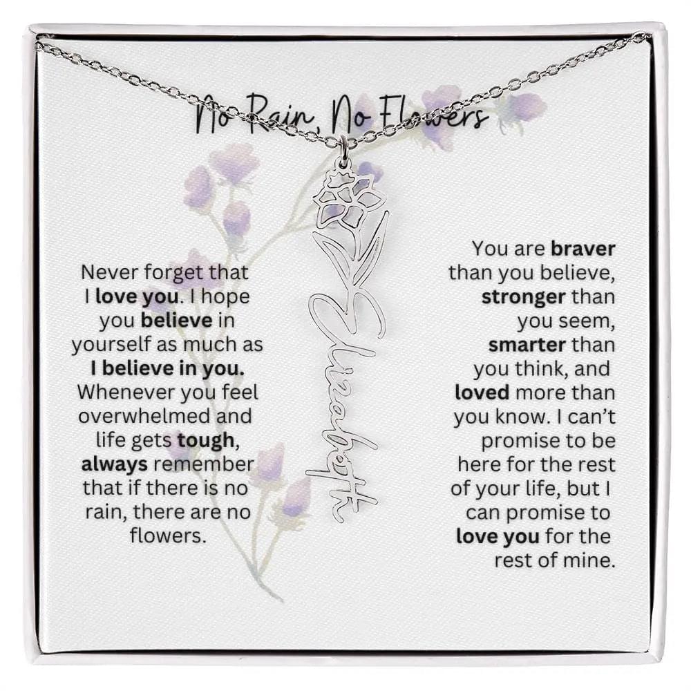 Birth Flower Necklace | Heartfelt Gift for Bonus Daughter from Stepmom or Stepdad
