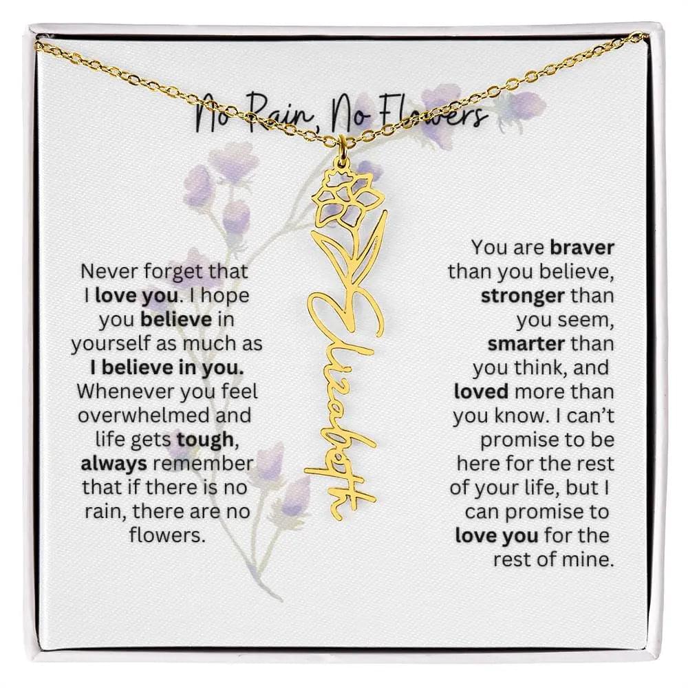 Birth Flower Necklace | Heartfelt Gift for Bonus Daughter from Stepmom or Stepdad