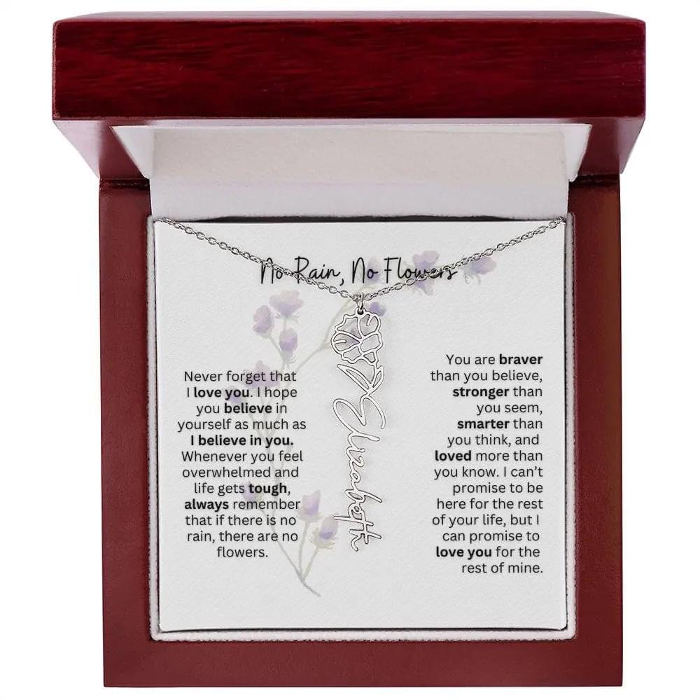 Birth Flower Necklace | Heartfelt Gift for Bonus Daughter from Stepmom or Stepdad