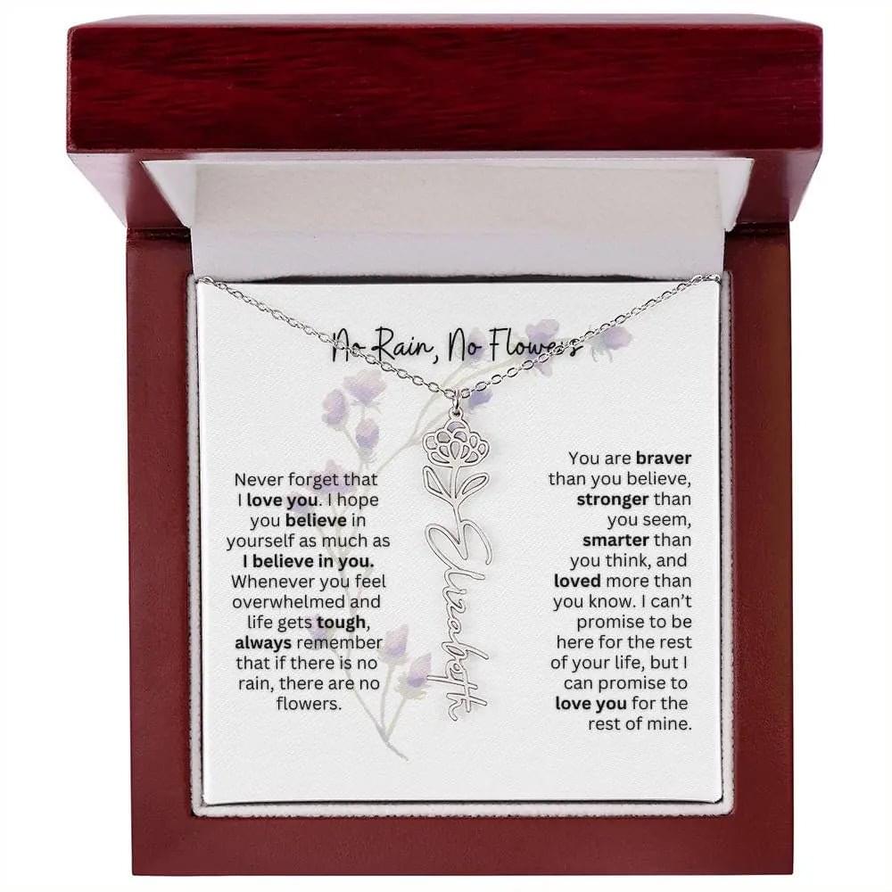 Birth Flower Necklace | Heartfelt Gift for Bonus Daughter from Stepmom or Stepdad