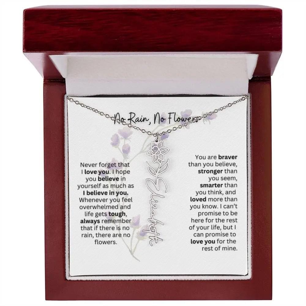 Birth Flower Necklace | Heartfelt Gift for Bonus Daughter from Stepmom or Stepdad