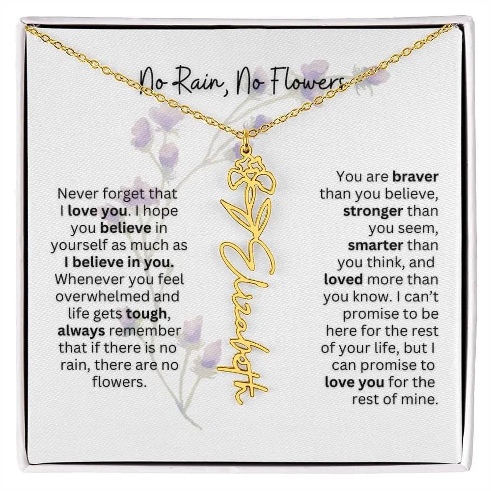 Birth Flower Necklace | Heartfelt Gift for Bonus Daughter from Stepmom or Stepdad