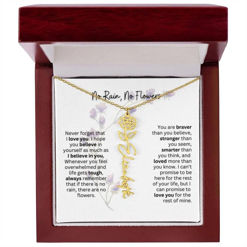Birth Flower Necklace | Heartfelt Gift for Bonus Daughter from Stepmom or Stepdad