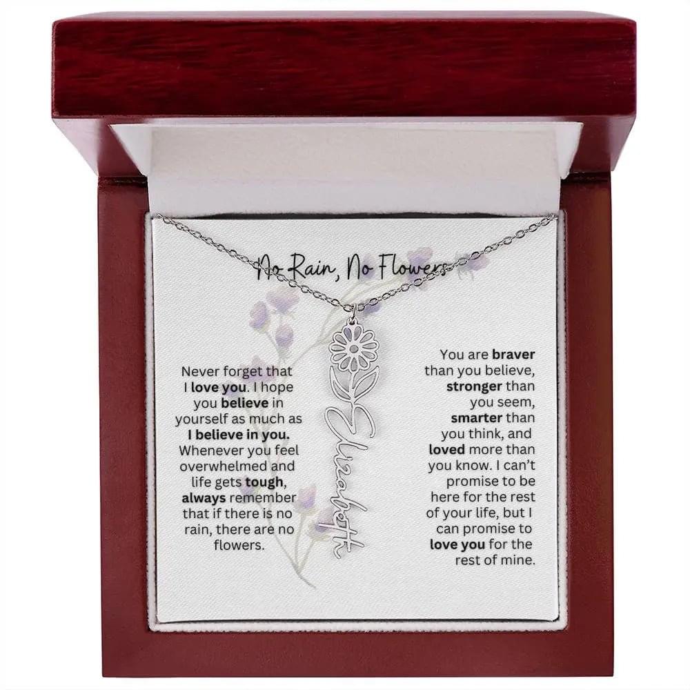 Birth Flower Necklace | Heartfelt Gift for Bonus Daughter from Stepmom or Stepdad