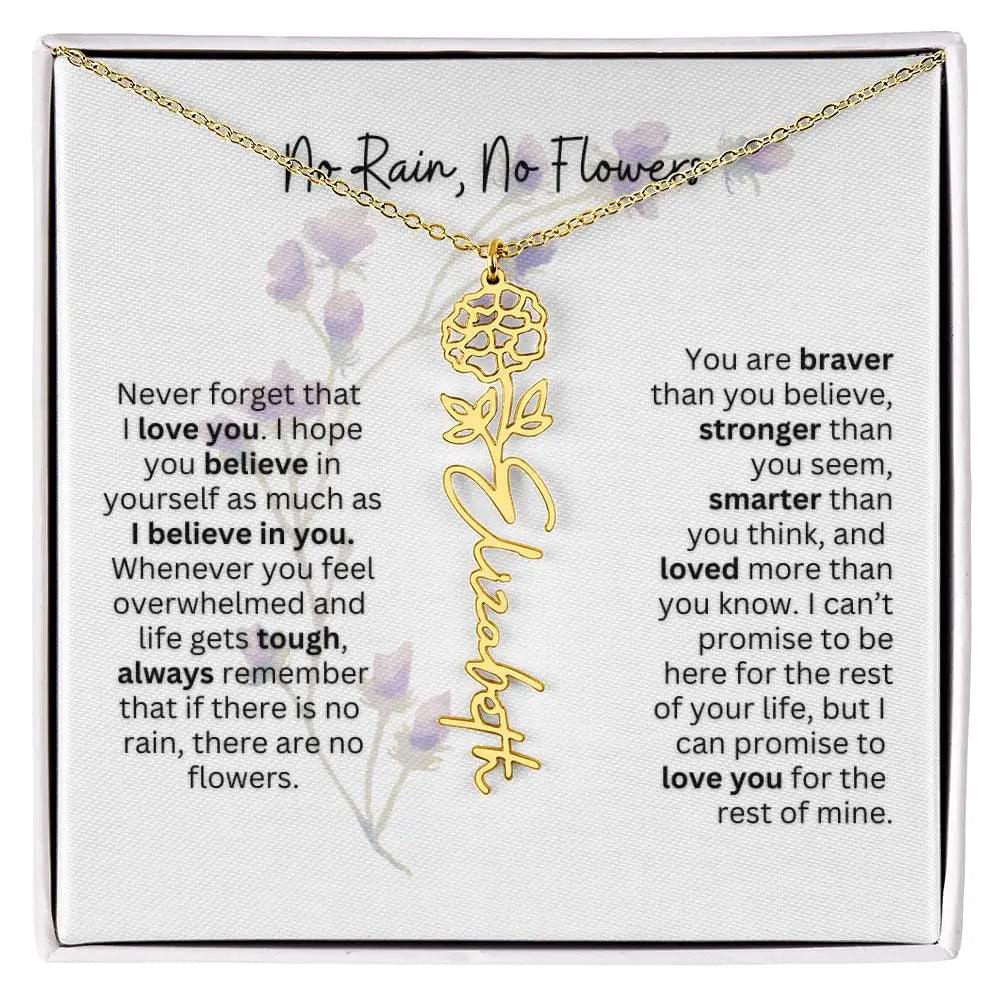 Birth Flower Necklace | Heartfelt Gift for Bonus Daughter from Stepmom or Stepdad