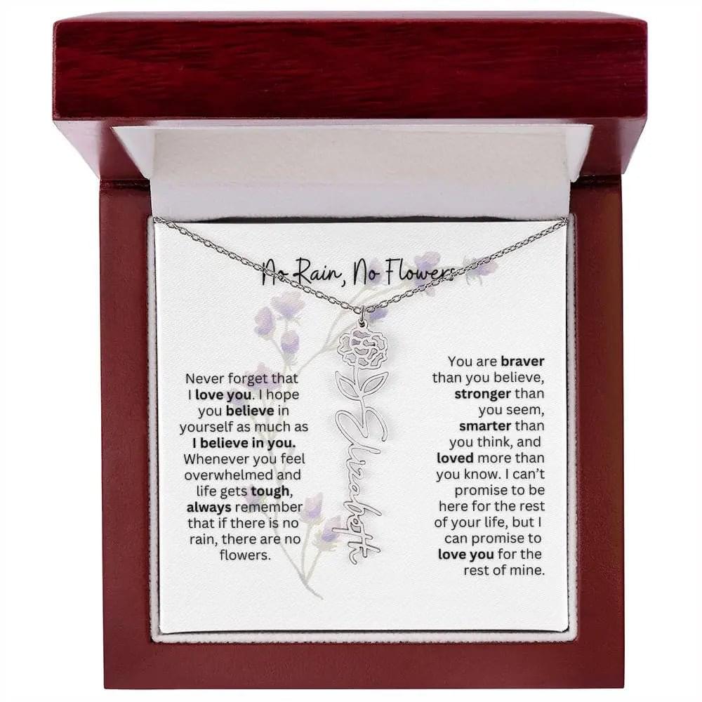 Birth Flower Necklace | Heartfelt Gift for Bonus Daughter from Stepmom or Stepdad