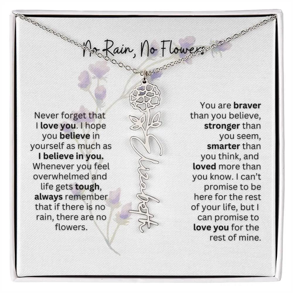 Birth Flower Necklace | Heartfelt Gift for Bonus Daughter from Stepmom or Stepdad